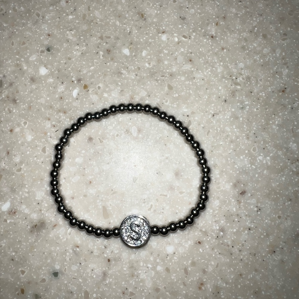 Stainless steel S initial bracelet